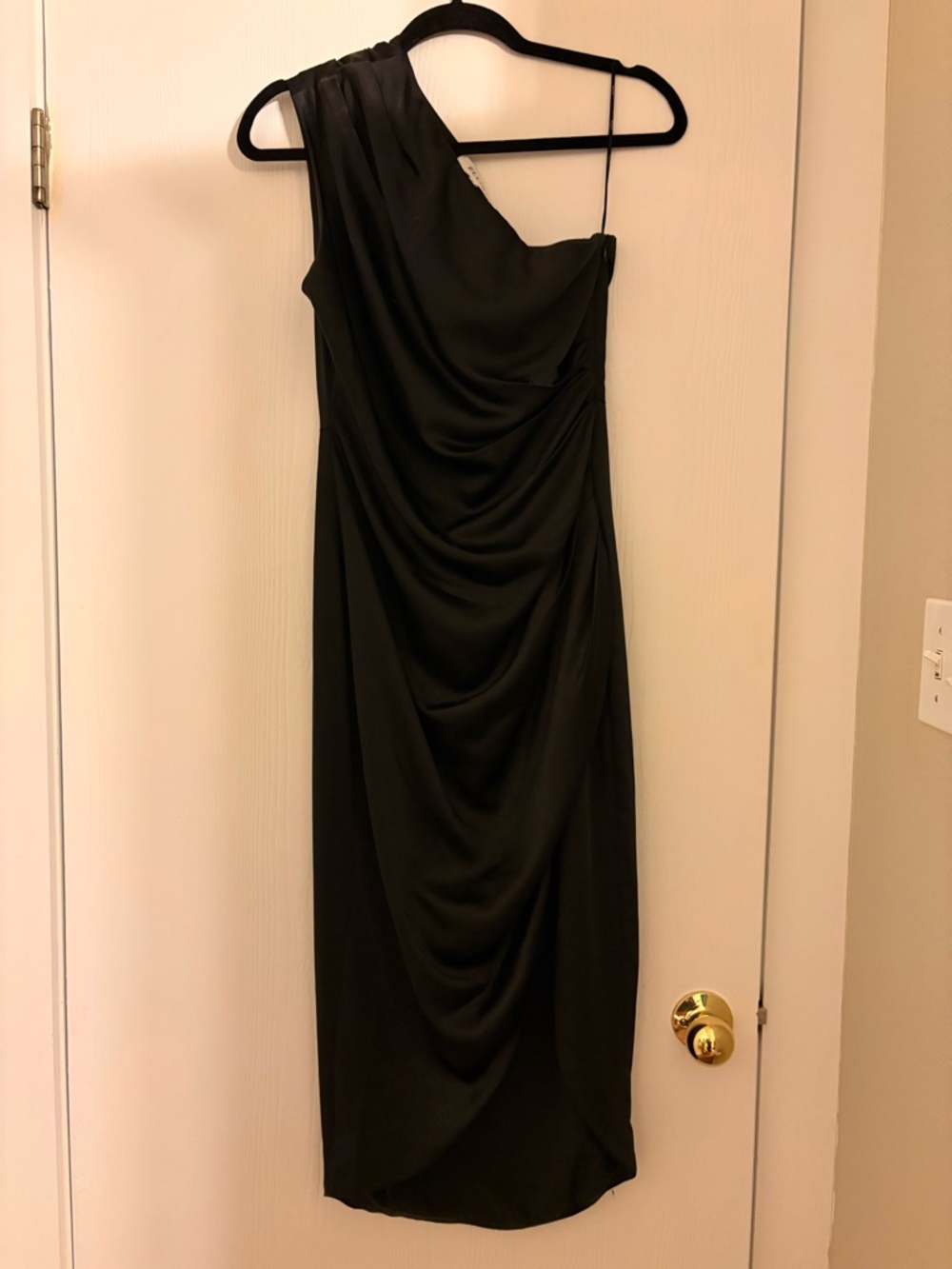 Elliatt Black One-Shoulder Draped Evening Dress